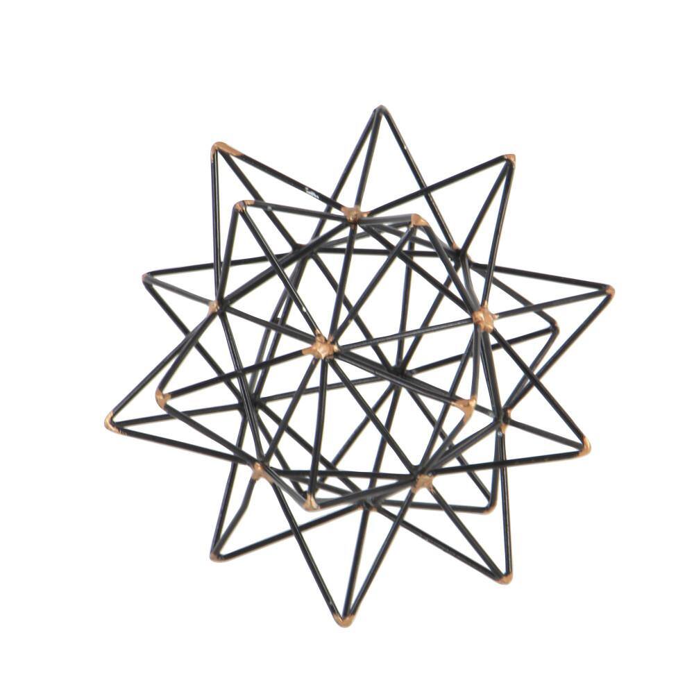 Black and Gold Geometric Metal Star Sculpture