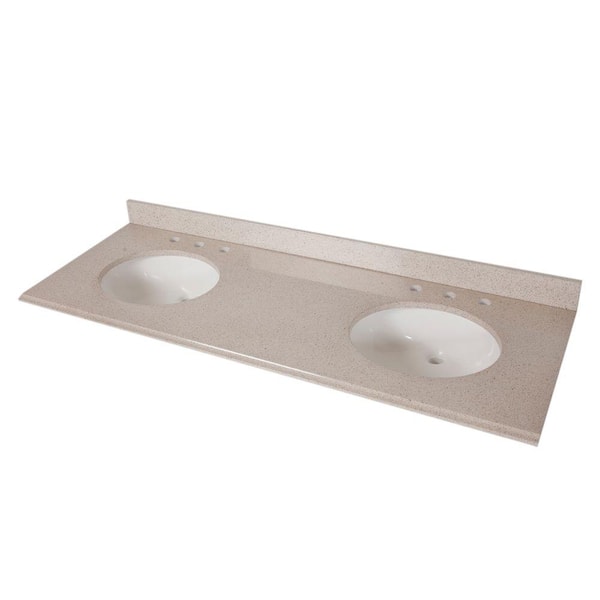 St. Paul 61 in.W Colorpoint Double Bowl Vanity Top in Maui with White Sinks