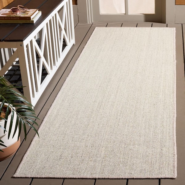Natural Fiber 3 ft. x 6 ft. Marble/Gray Modern Solid Color Runner Rug