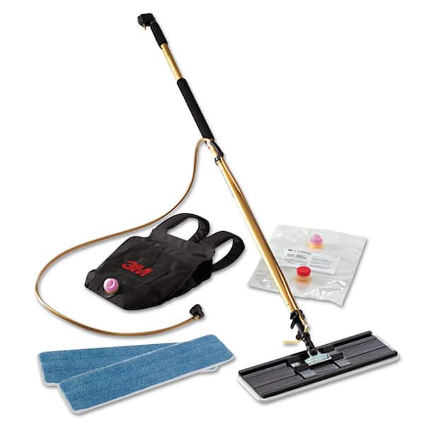 3M Easy Shine Applicator Kit w/Backpack, 18 in. Pad, 43 - 63 in. Handle, Gold/Black, Wet Mop Pad Refills