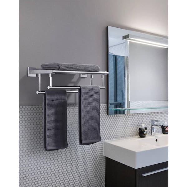 20 in. Wall Mounted Double Towel Bar in Brushed Nickel