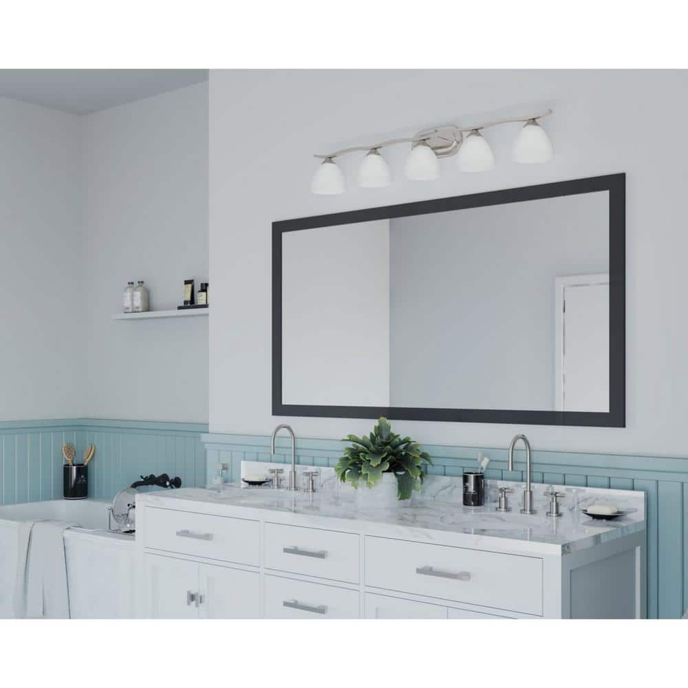 Laird Brushed Nickel 5-Light Bath Vanity with Glass Shades