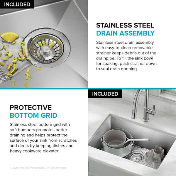 Standart PRO 28 in. Undermount Single Bowl 16 Gauge Stainless Steel Kitchen Sink with Accessories