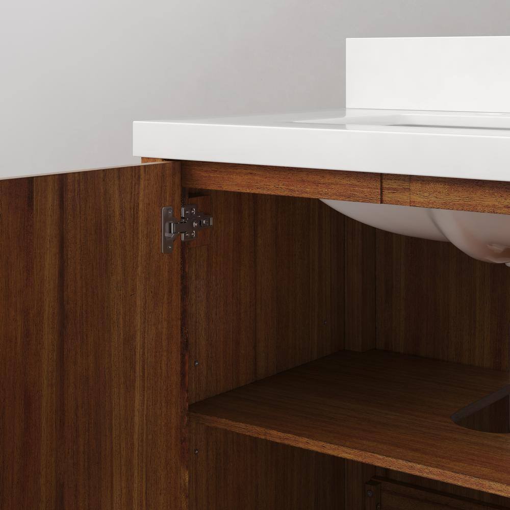 Sequoia 72-Inch Double Sink Mango Wood Bath Vanity with White Quartz Top