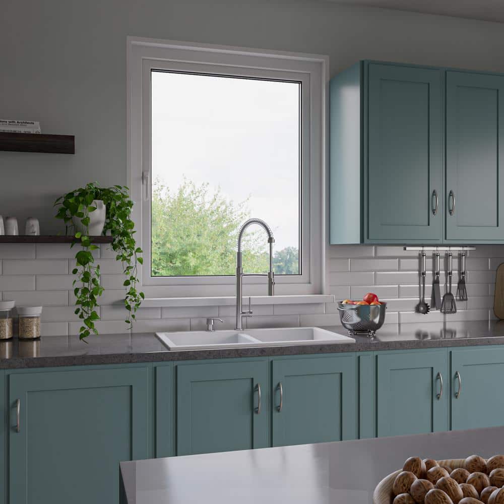 White Granite Double Bowl Drop-In Kitchen Sink