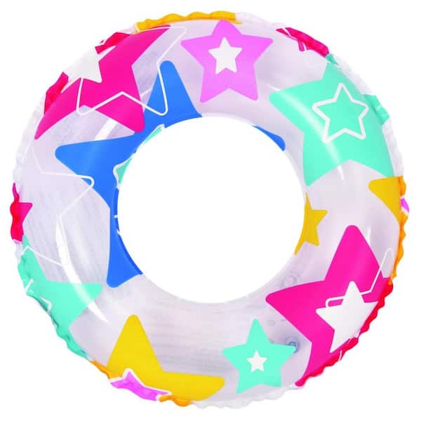 Inflatable Vibrantly Colored Star Swimming Pool Inner Tube Ring Float, 24-Inch, WAL32041047