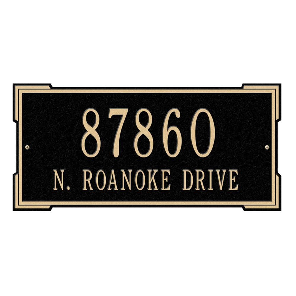 Rectangular Roanoke Standard Wall 2-Line Address Plaque - Black/Gold price history on PriceWatchPro