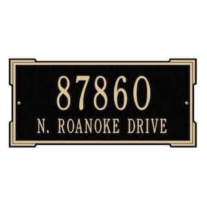 Rectangular Roanoke Standard Wall 2-Line Address Plaque - Black/Gold