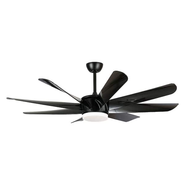 Parrot Uncle Thank 60 In Integrated Led Black Ceiling Fan With Light And Remote Control Bbb60 3180bk The Home Depot - 60 Black Ceiling Fan With Remote