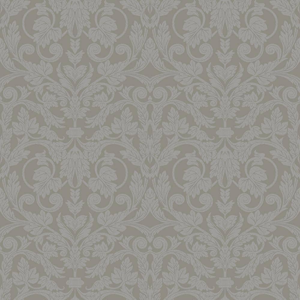 AStreet Prints Rosali Grey Scroll Damask Non Woven Paper Wallpaper 299914006 The Home Depot