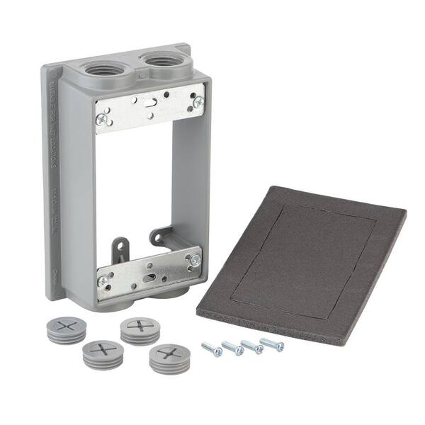 Greenfield Weatherproof Outlet Box – 1 Gang, Gray – Made In USA – UL Listed For Outdoor Use