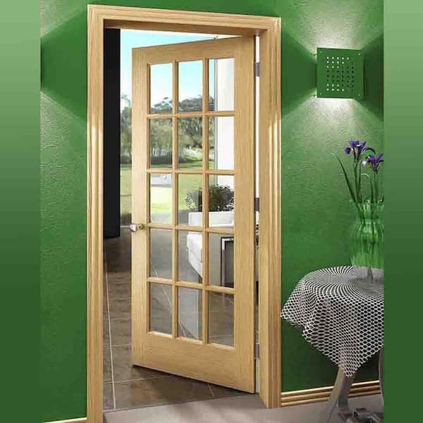 eightdoors 36 in. x 80 in. Clear Glass 15-Lite True Divided White