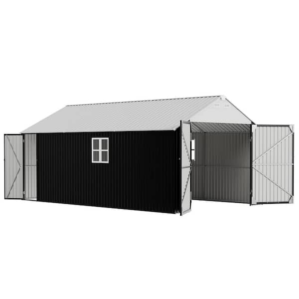 12 ft. W x 20 ft. D Metal Outdoor Storage Garden Tool Steel Shed with Lockable Doors and Windows (240 sq. ft.)