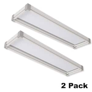 Sebastian 48 in. x 13 in. Modern White Satin Nickel 4000 Lumens CCT Selectable LED Flush Mount Ceiling Light (2-Pack)