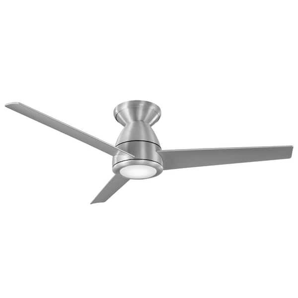 Tip Top 44 in. Smart Indoor/Outdoor 3-Blade Flush Mount Ceiling Fan Brushed Aluminum with 3000K LED and Remote Control