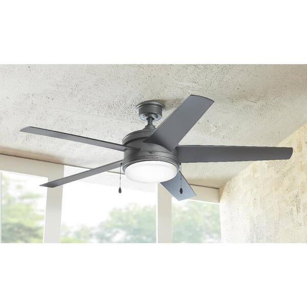 LED Indoor/Outdoor Brushed Nickel Ceiling Fan by Home Decorators Portwood 60 in 