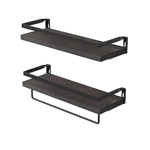 Aoibox 4-Piece in. W x 19.6 in. D Black 5.9 Floating Wood Decorative Wall Shelves Storage Rack Bookcase for Kitchen Bathroom