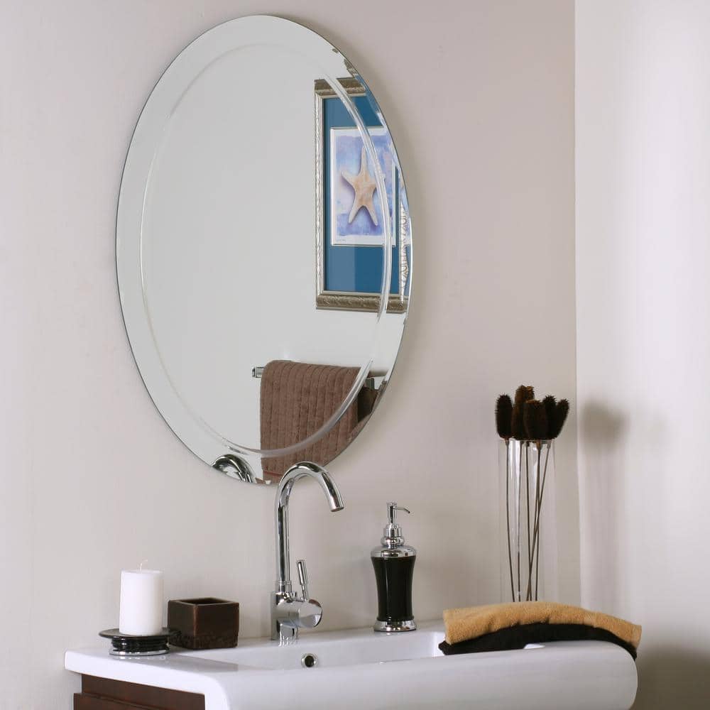 Decor Wonderland 24 in. W x 32 in. H Frameless Oval Beveled Edge Bathroom  Vanity Mirror in Silver DWSM1033 The Home Depot