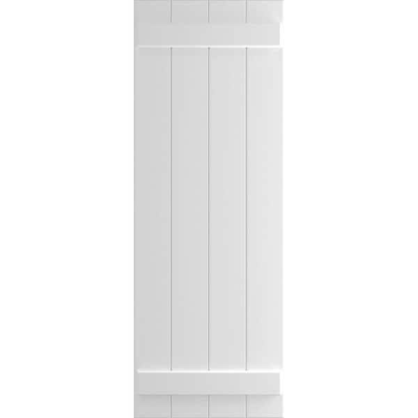 Ekena Millwork 21 1/2" x 46" True Fit PVC Four Board Joined Board-n-Batten Shutters, White (Per Pair)