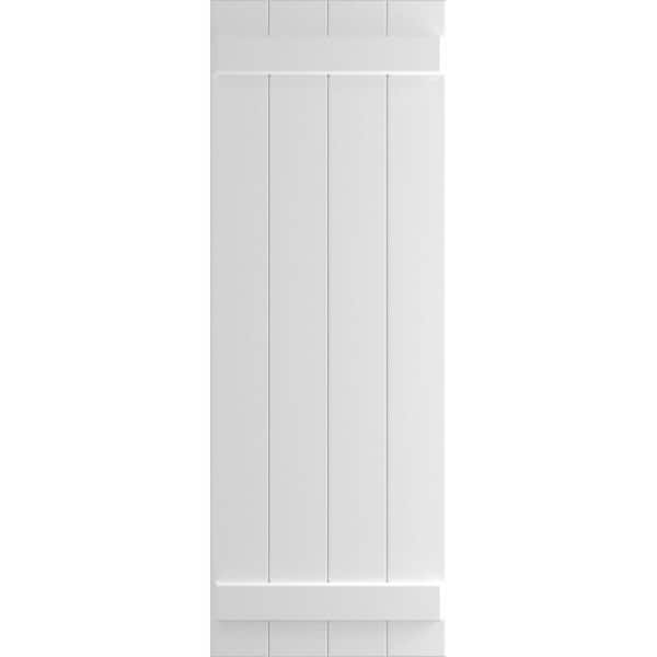 Ekena Millwork 21 1/2" x 61" True Fit PVC Four Board Joined Board-n-Batten Shutters, White (Per Pair)