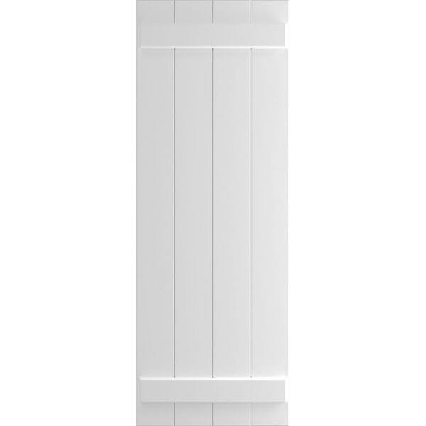 Ekena Millwork 21 1/2" x 75" True Fit PVC Four Board Joined Board-n-Batten Shutters, White (Per Pair)