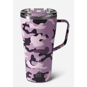 22 oz. Mauve Purple Camo Stainless Steel 100% Leak Proof Insulated Coffee Travel Mug Double Walled with Handle and Lid