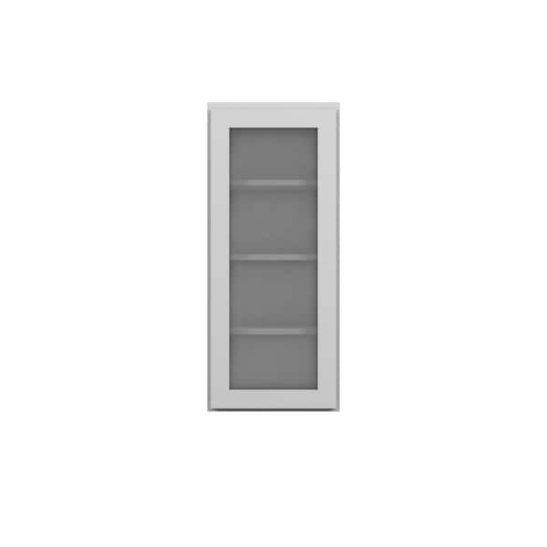 Bedford Shaker 15 in. W x 42 in. H x 12 in. D in Painted White Plywood Assembled Glass Door Wall with Finished Interior