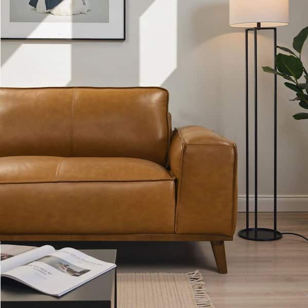 Noble House Zea 98 in. Leather Upholstery L-Shaped Left Sectional