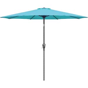9 ft. Patio Outdoor Table Market Yard Umbrella with Push Button Tilt/Crank, 6-Sturdy Ribs in Blue