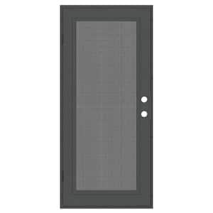 Full View 36 in. x 80 in. Right-Hand/Outswing Charcoal Aluminum Security Door with Meshtec Screen