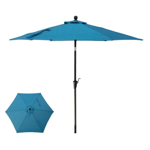 Suna OUTDOOR 9 ft. Market Aluminum Crank and Tilt Patio Umbrella in blue
