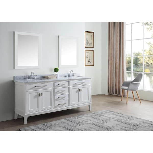 Harper 72 Freestanding Double Bathroom Vanity with Carrara Marble Top –  KitchenBathCollection