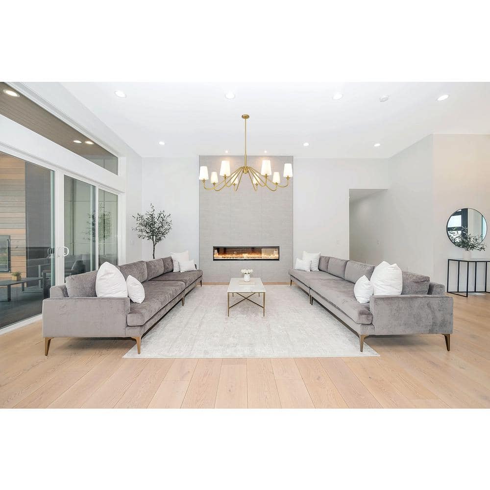 Gianna Modern Gold 8-Light Chandelier with White Shades