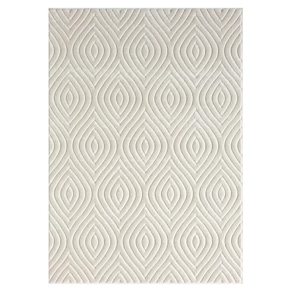 Arlo Ivory 5 ft. x 7 ft. Geometric High-Low Polypropylene Indoor/Outdoor Area Rug