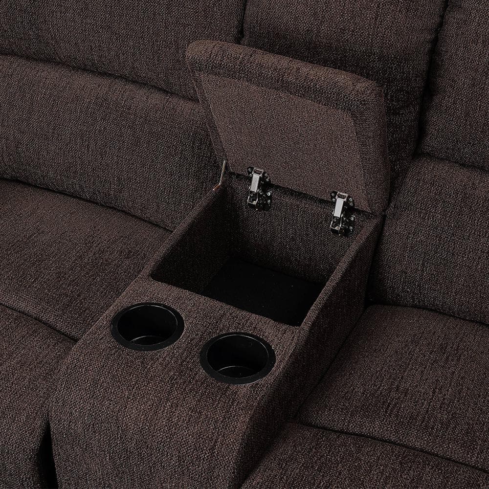 Kalen 78'' Velvety Brown Chenille Reclining Sofa with Cup Holders
