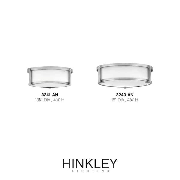 HINKLEY - Lowell 13.25 in. 2-Light Antique Nickel Flush Mount