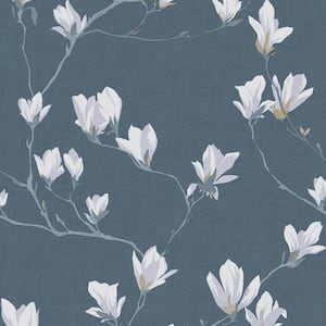 Magnolia Grove Dusky Seaspray Unpasted Removable Strippable Wallpaper
