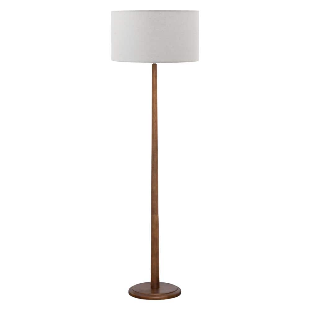 61 in. Walnut Wood Floor Lamp with Cream Linen Drum Shade for Living Room and Bedroom price history on PriceWatchPro
