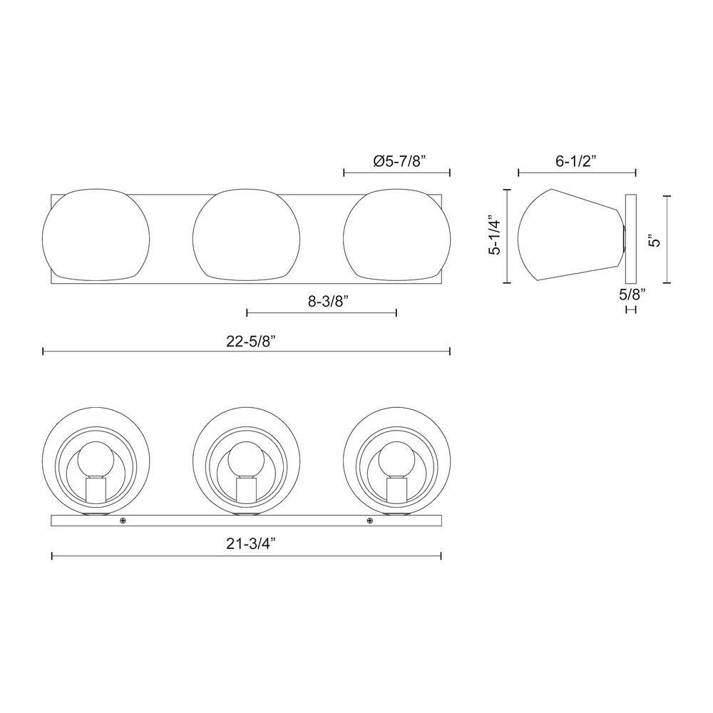 Willow Matte Black Steel 3-Light Vanity Wall Fixture
