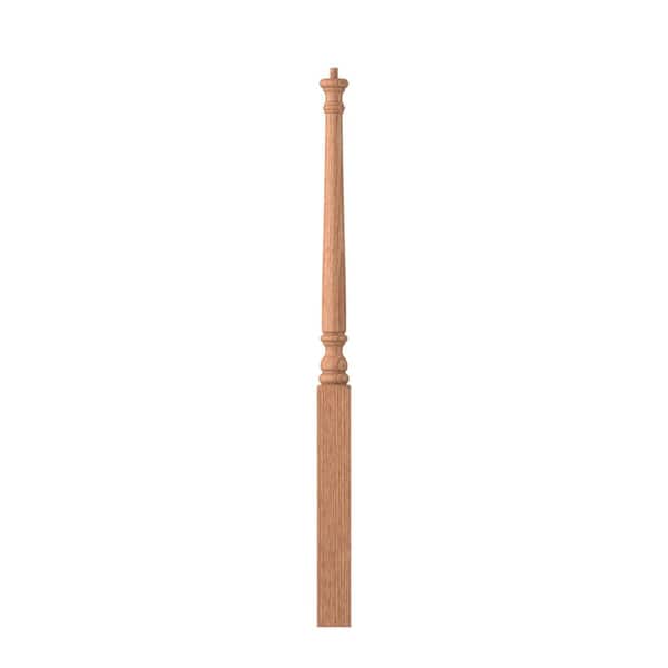 3 in. D x 3 in. W x 50 in. H  Unfinished Red Oak Wood Long Utility Pin Top Newel