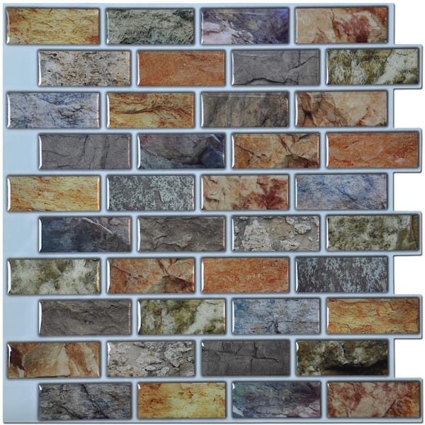 Art3d Brick Teal Marble 12 in. x 12 in. Vinyl Peel and Stick Tile Selfadhesive Kitchen Backsplash (10 sq.ft./case)