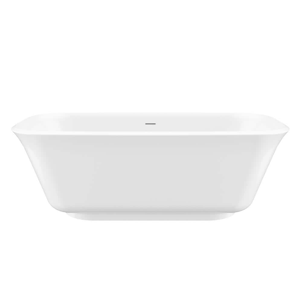 67" Glossy White Acrylic Freestanding Double Slipper Bathtub