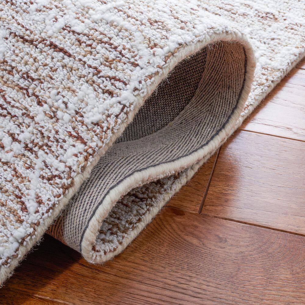 Ivory and Beige Hand-Tufted Wool Rectangular Area Rug