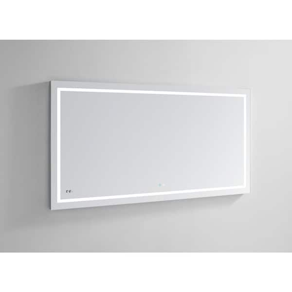 Aquadom Daytona 96.00 in. W x 36.00 in. H Rectangular Frameless Wall Mount LED Light Bathroom Vanity Mirror with Mirror Defogger