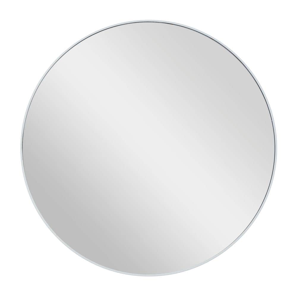 30" Sleek Black Wood Round Wall Mirror