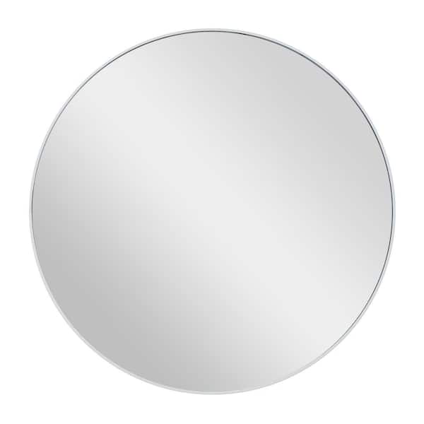 Litton Lane 30 in. x 30 in. Round Framed White Wall Mirror with Thin Frame