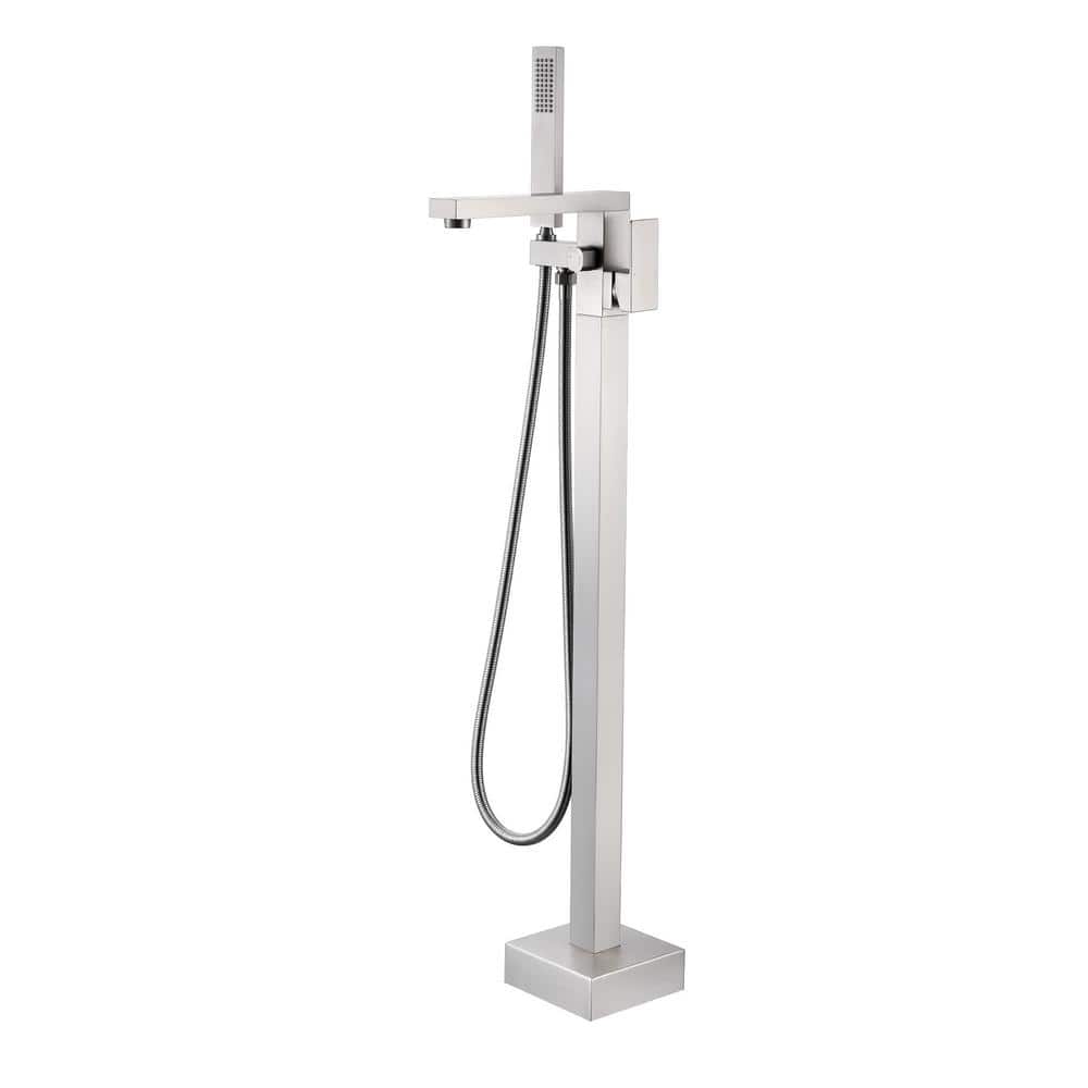Brushed Nickel Freestanding Tub Faucet with Hand Shower