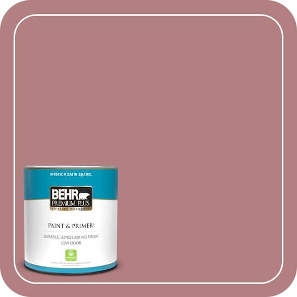 BEHR PREMIUM PLUS 1 qt. #T14-15 Minuet Rose Satin Enamel Low Odor Interior Paint & Primer