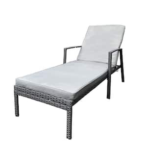 Rattan Wicker Outdoor Lounge Chair with Gray Cushions