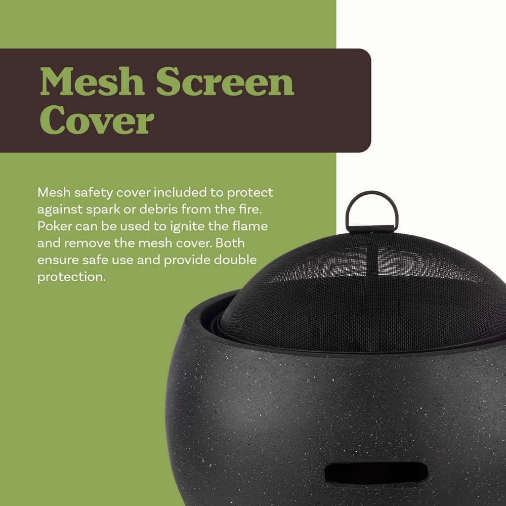 24" Black Magnesium Oxide Round Outdoor Fire Pit Set